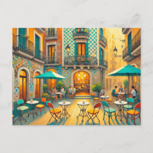 Cafe in Barcelona Spain Postcard