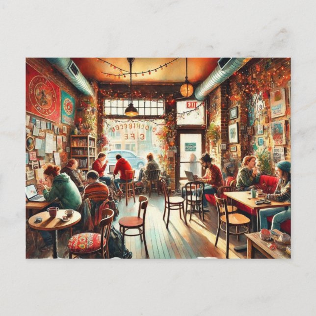 Cafe in Chicago Bucktown Postcard (Front)