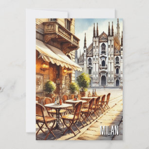 Cafe in Milan Watercolor Painting Mug Holiday Card
