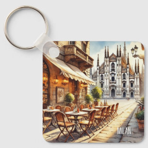 Cafe in Milan Watercolor Painting Mug Key Ring