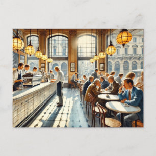 Cafe in Milan Watercolor Painting Mug Postcard