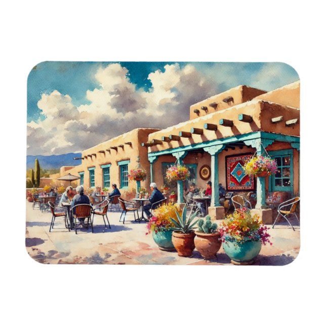 Cafe in Santa Fe New Mexico Magnet (Horizontal)