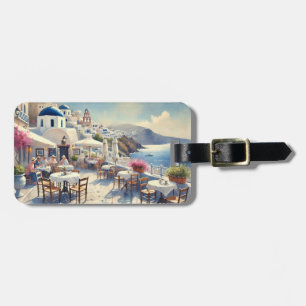 Cafe in Santorini Luggage Tag