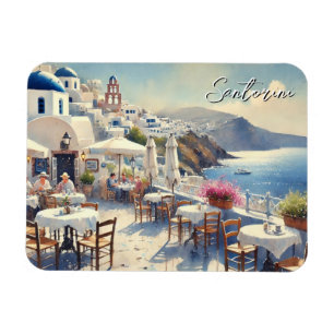 Cafe in Santorini Magnet