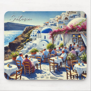 Cafe in Santorini Mouse Pad
