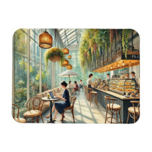 Cafe in Singapore Watercolor Painting Magnet