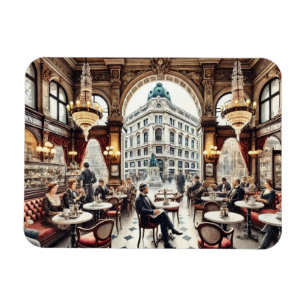 Cafe in Vienna Austria Watercolor Painting Magnet