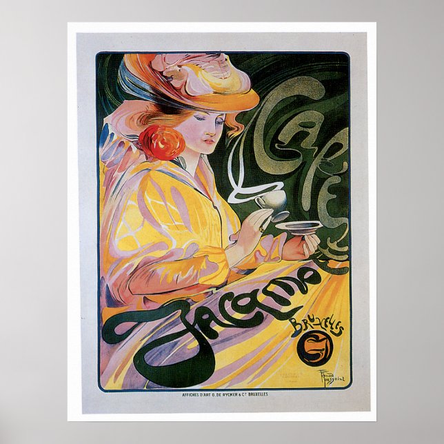 Cafe Jacamo Vintage Coffee Drink Ad Art Poster (Front)