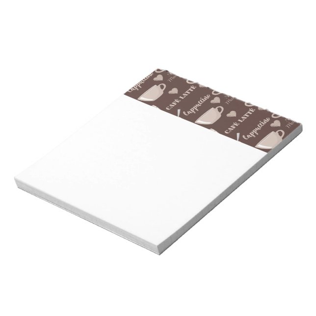 Cafe Latte Brown Coffee Cup Cappuccino Lover Notepad (Rotated)