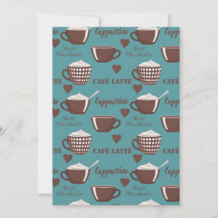 Cafe Latte Cappuccino Brown Coffee Cups Cream Invitation