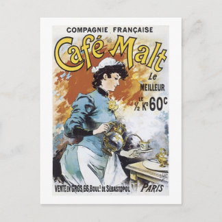 Cafe Malt Vintage Ad Postcard