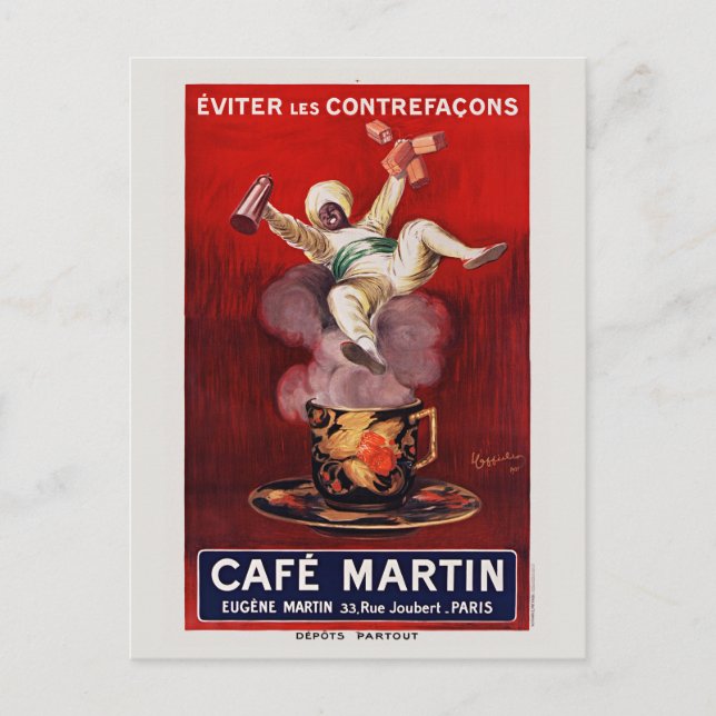 Cafe Martin French Art Deco Vintage Poster 1921 Postcard (Front)