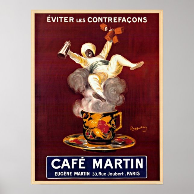 Cafe Martin Vintage Paris France Advertising Poster (Front)