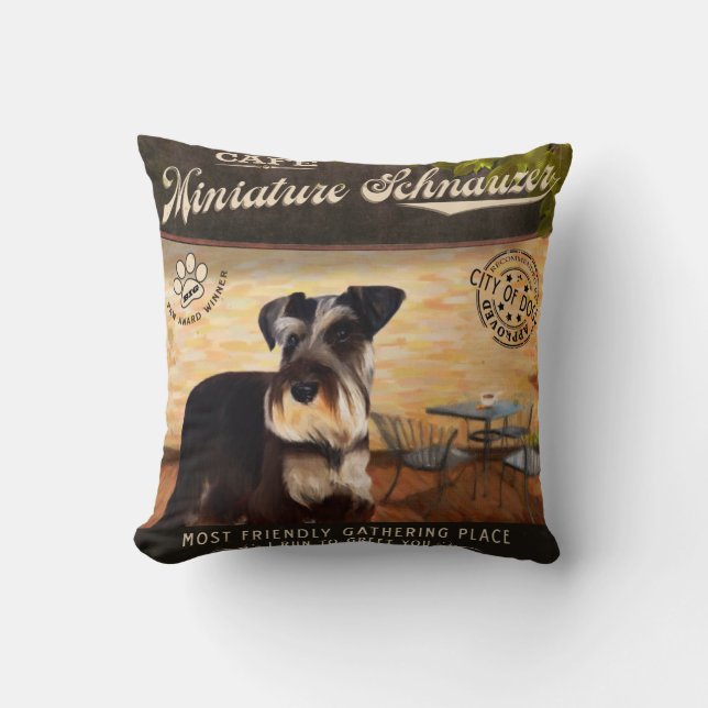 Cafe Miniature Schnauzer Cushion (Front)