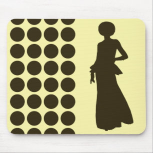 Café Mocha Cream Neutral Dots Fashion Silhouette Mouse Pad