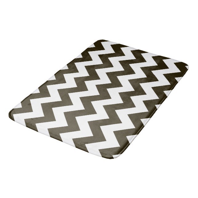 Café Mocha Neutral Chevrons Bath Mat (Angled)