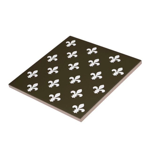 Café Mocha Neutral Fleur de Lys Tile (Side)