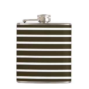 Café Mocha Neutral Stripes Hip Flask