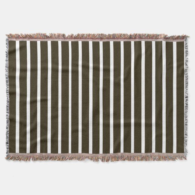 Café Mocha Neutral Stripes Throw Blanket (Front)