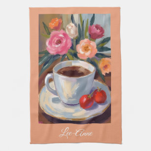 Café Morning Watercolor cuppa – Coffee Lover Tea Towel