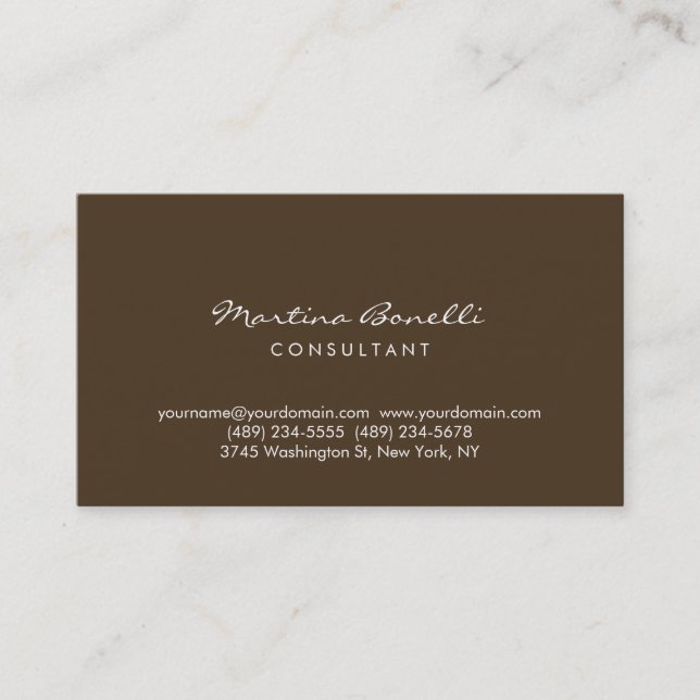 Cafe Noir Black Coffee Brown Minimal Business Card (Front)