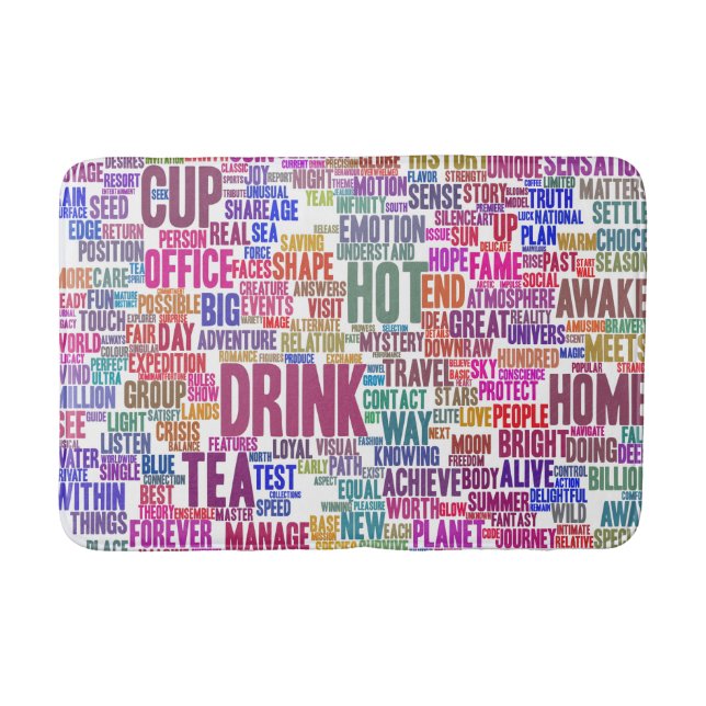 Café Nuage de Mots Texte Motif Tasse Thé Bath Mat (Front)