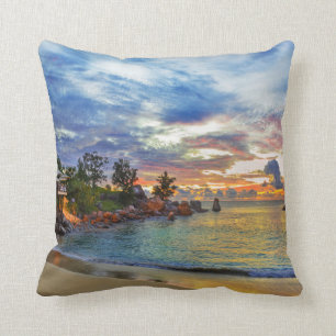 Cafe On Tropical Beach At Sunset Cushion