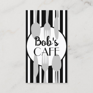  cafe or catering bold modern chic gray and white business card