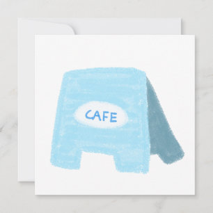 Cafe Owner Barista Blue Sidewalk Sign Invitation