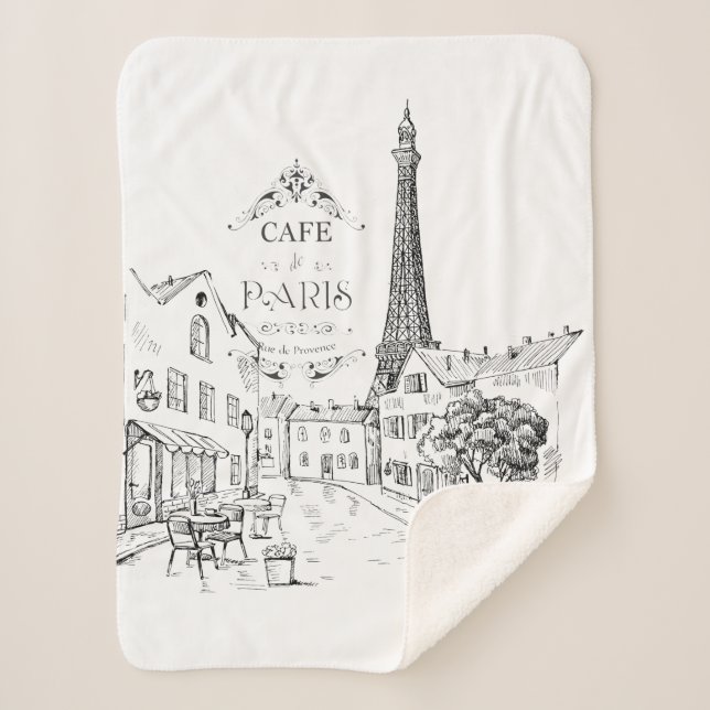 cafe Paris Sherpa Blanket (Front)