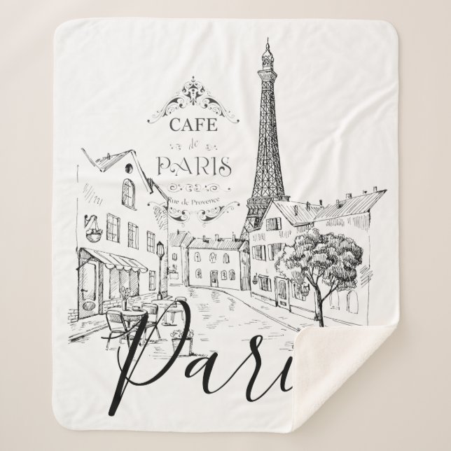 Cafe Paris   Sherpa Blanket (Front)