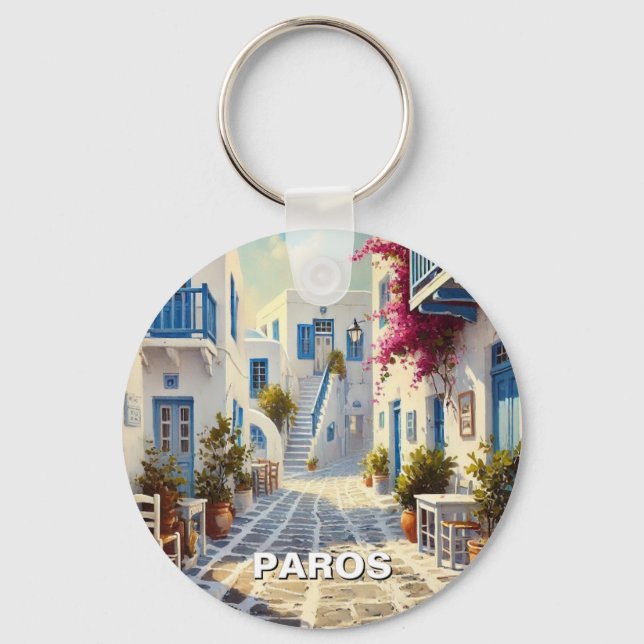 Cafe Paros Greece Islands Travel Key Ring (Front)