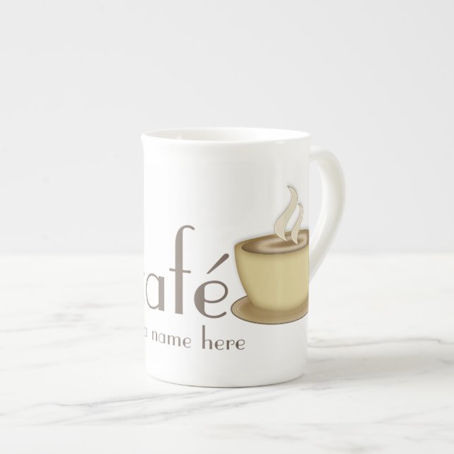 Café Personalised Custom Bone China Mug (Front Right)