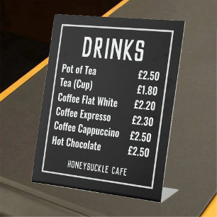 Cafe Price List Pedestal Sign