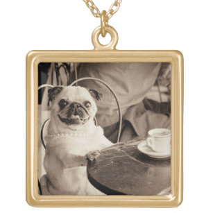 Cafe Pug Gold Plated Necklace