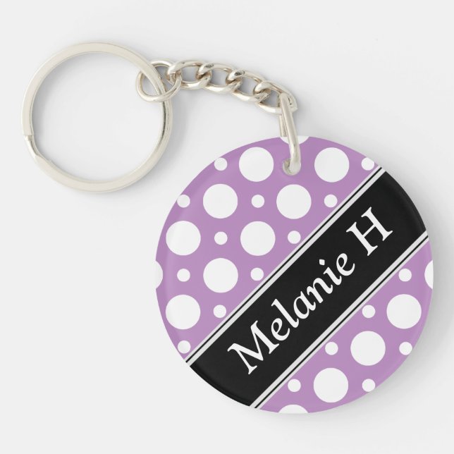 Cafe Purple Assorted Polka Dot Acrylic Keychain (Front)