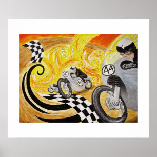 Cafe Racer - Painting of Vintage Motorcycle Racing Poster