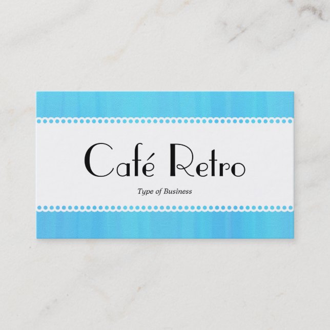 Café Retro (Scalloped) - Blue Painted Texture Business Card (Front)