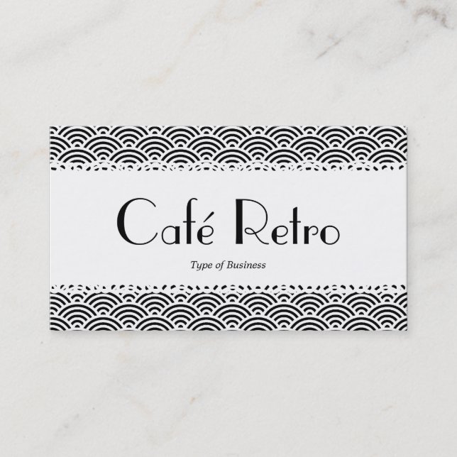 Café Retro (Scalloped) - Fish Scale Pattern Business Card (Front)
