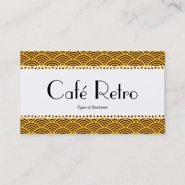 Café Retro (Scalloped) - Fish Scale Pattern Business Card (Front)