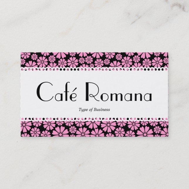 Café Romana (Scalloped) Floral Pattern Business Card (Front)