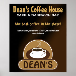 Cafe Shop Coffee Cup Custom Marketing Posters