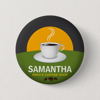 Cafe Staff ID Name Tags Coffee Shop White Cup 6 Cm Round Badge