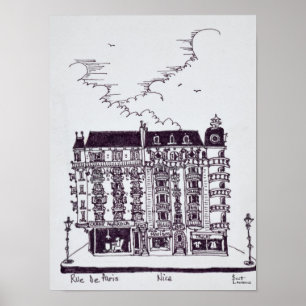 Cafe & Stores on Rue de Paris Old Nice, France Poster