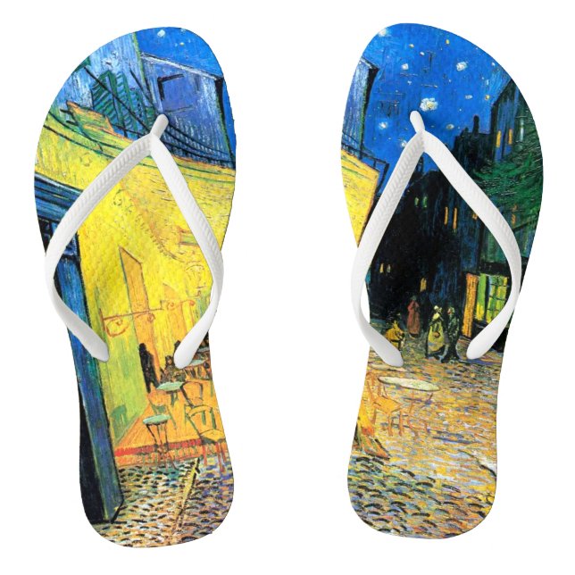 Café Terrace at Night (1888) Van Gogh Fine Art Jandals (Footbed)