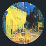 Café Terrace at Night (1888) Vincent Van Gogh art  Classic Round Sticker<br><div class="desc">These elegant and lovely stationery art paper stickers showcase Vincent Van Gogh's lyrical "Café Terrace at Night" (1888) painting. Van Gogh used emotive, unplanned brushstrokes to create paintings that sparkle with elegance and eternal beauty. The famous Dutch Post-Impressionism artist Vincent van Gogh produced Café Terrace at Night in oil in...</div>