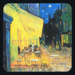 Café Terrace at Night (1888) Vincent Van Gogh art Square Sticker<br><div class="desc">These charming and sophisticated stationery art paper stickers feature the lyrical Post-Impressionist painting "Café Terrace at Night" (1888) by Vincent Van Gogh. Van Gogh's paintings glisten with grace and timeless beauty due to his expressive, spontaneous brushstrokes. In 1888, famed Dutch Post-Impressionism artist Vincent van Gogh created the oil painting Café...</div>