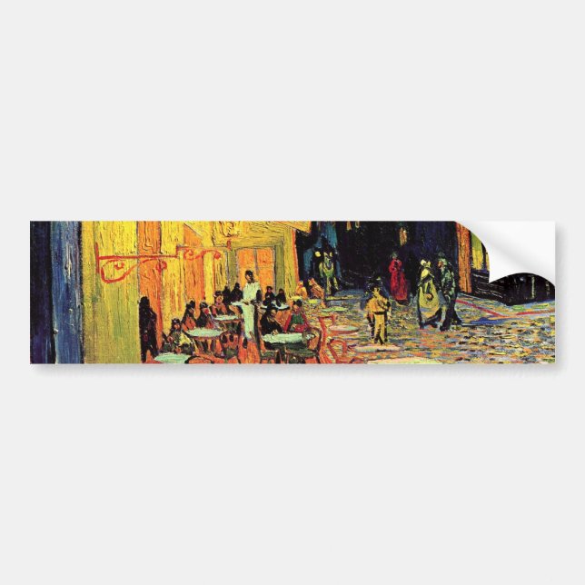 Cafe Terrace at Night by Vincent van Gogh Bumper Sticker (Front)