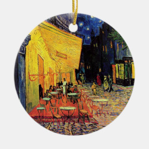 Cafe Terrace at Night by Vincent van Gogh Ceramic Tree Decoration