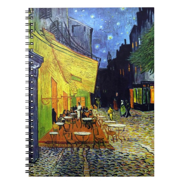 Cafe Terrace at Night by Vincent Van Gogh Spiral Notebook (Front)